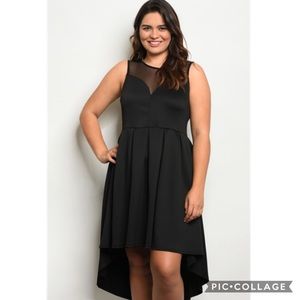 Evening Midi Mesh Black Plus Size Dress